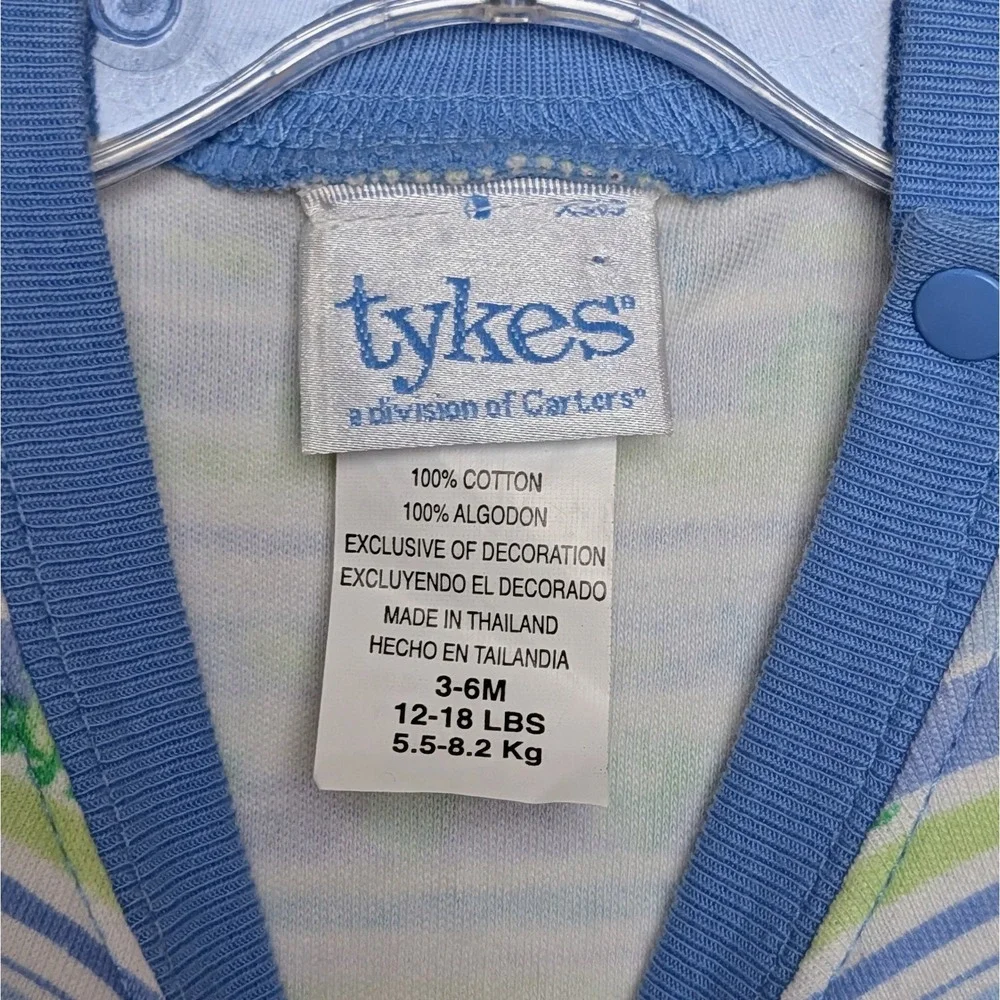 Vintage Tykes Division Carters Fish Frog Blue Striped Romper‎ Baby 3-6M NWT